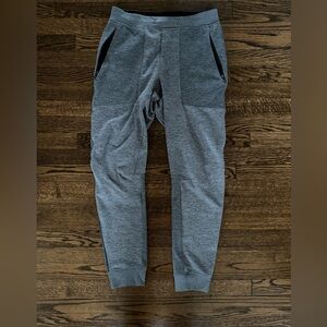 Lululemon Joggers — Heather Gray Performance Knit, Zip Pockets, Size M